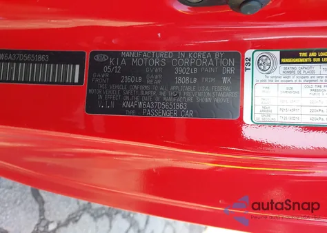 2013 Kia Forte Koup Sx z USA, uszkodzony, nr VIN KNAFW6A37D5651863